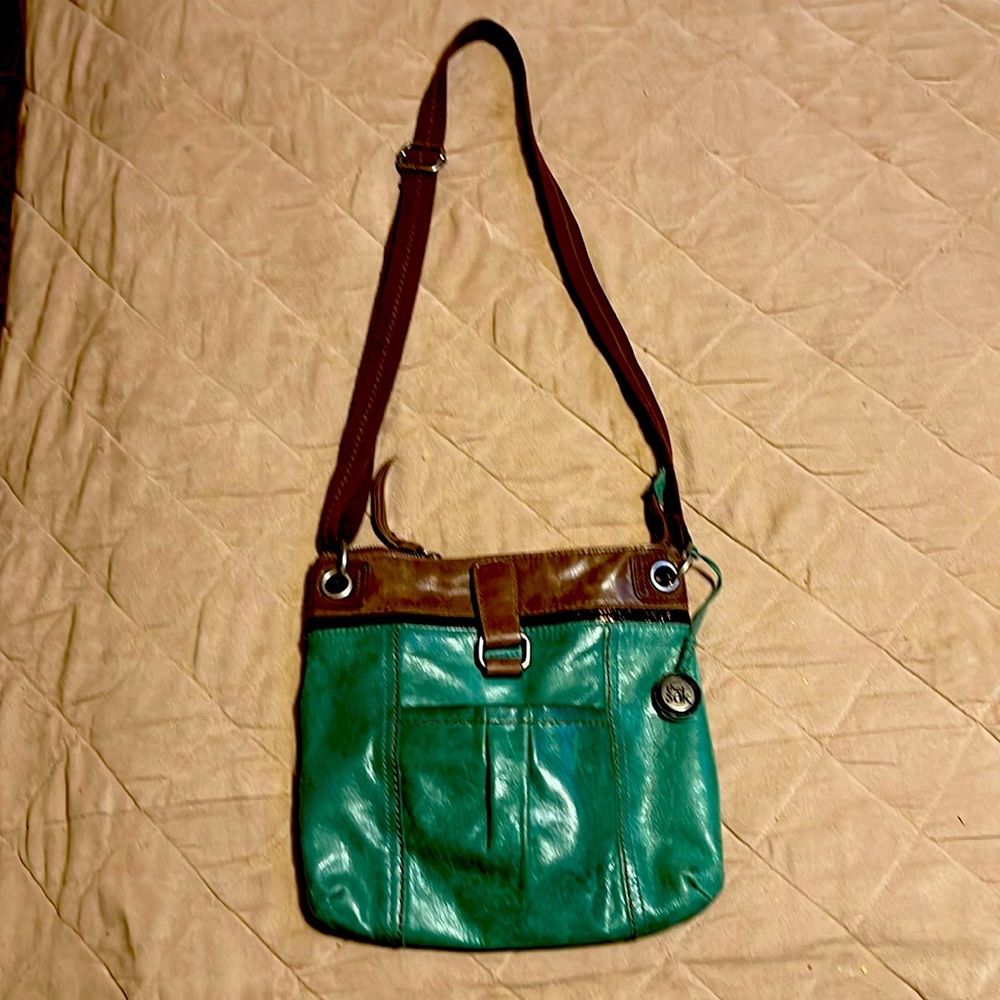 The Sak leather crossbody bag in green & brown